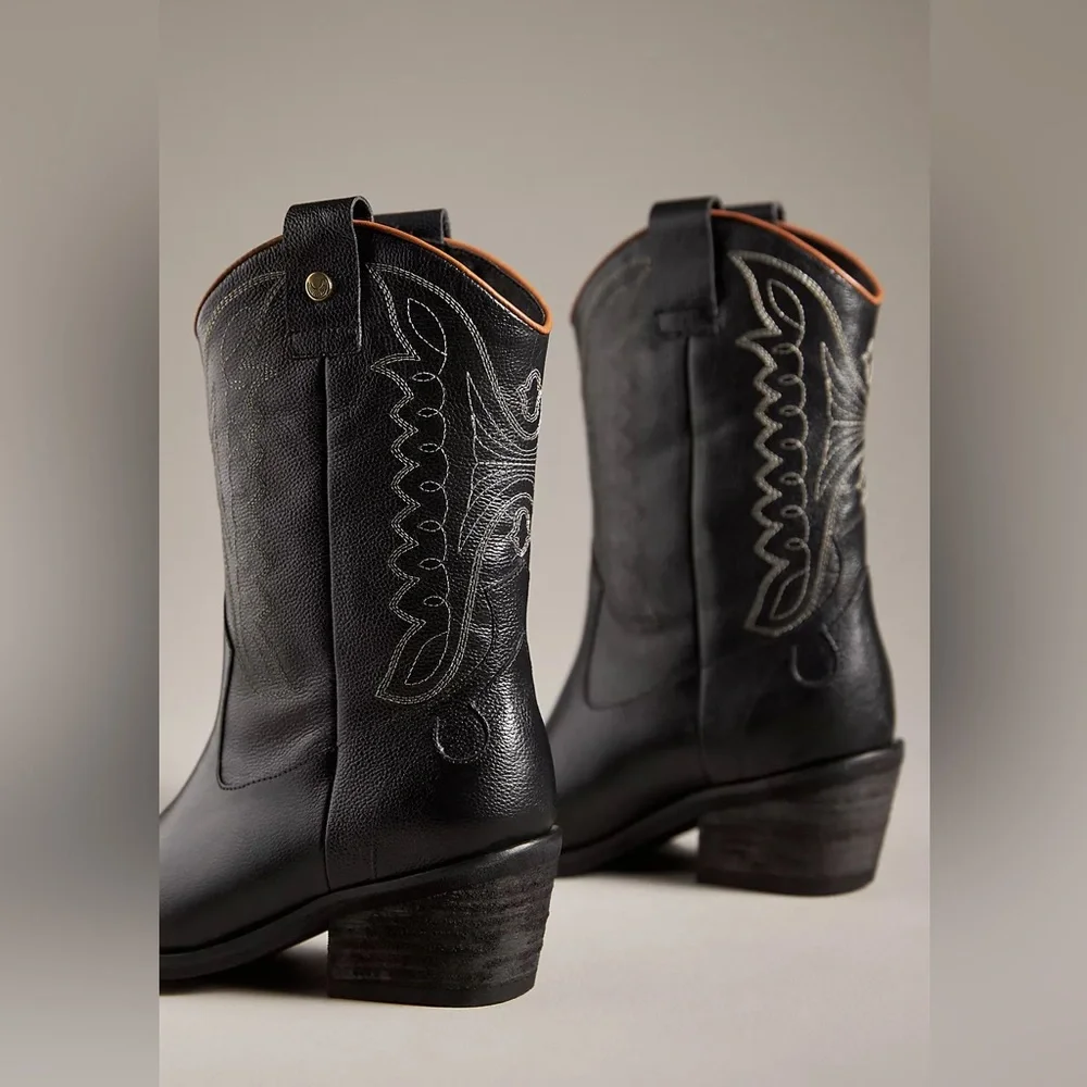 Size 9 ONLY! Anthropologie Black Stivali Unstoppable Cowboy Boot NEW IN BOX - Picture 6 of 8